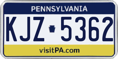 PA license plate KJZ5362
