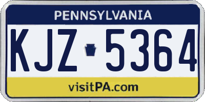 PA license plate KJZ5364