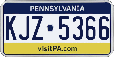 PA license plate KJZ5366