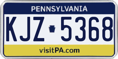 PA license plate KJZ5368