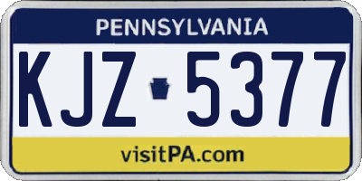 PA license plate KJZ5377