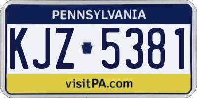 PA license plate KJZ5381