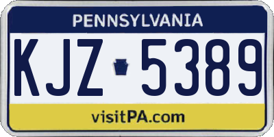 PA license plate KJZ5389