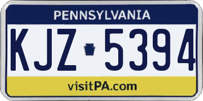 PA license plate KJZ5394