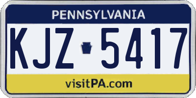 PA license plate KJZ5417
