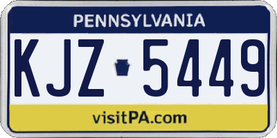 PA license plate KJZ5449