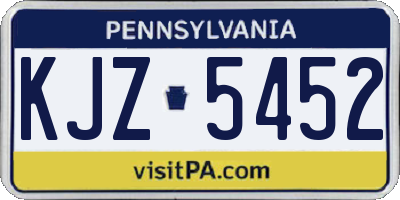 PA license plate KJZ5452