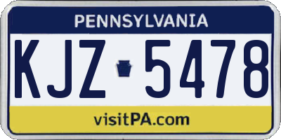 PA license plate KJZ5478