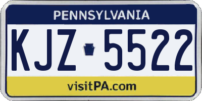 PA license plate KJZ5522