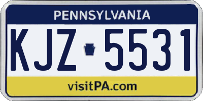 PA license plate KJZ5531