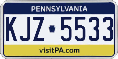 PA license plate KJZ5533