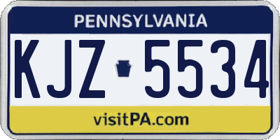 PA license plate KJZ5534