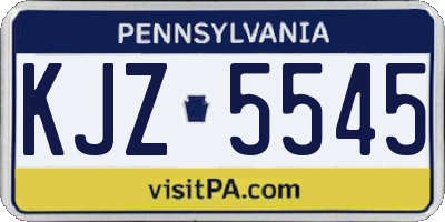 PA license plate KJZ5545