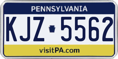 PA license plate KJZ5562