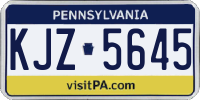 PA license plate KJZ5645