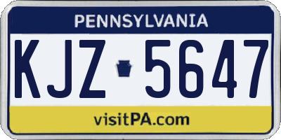 PA license plate KJZ5647