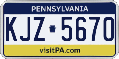 PA license plate KJZ5670