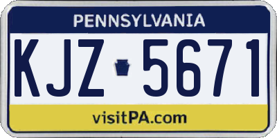 PA license plate KJZ5671