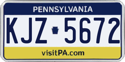 PA license plate KJZ5672