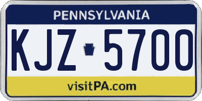 PA license plate KJZ5700
