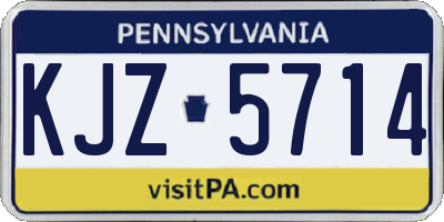 PA license plate KJZ5714