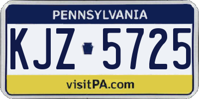 PA license plate KJZ5725