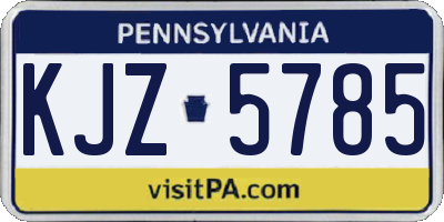 PA license plate KJZ5785