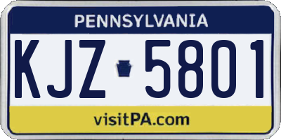 PA license plate KJZ5801