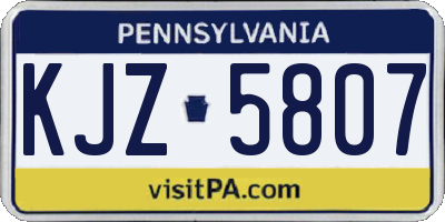 PA license plate KJZ5807