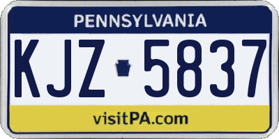 PA license plate KJZ5837