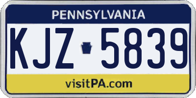 PA license plate KJZ5839