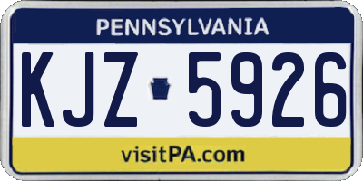 PA license plate KJZ5926