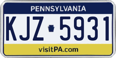 PA license plate KJZ5931