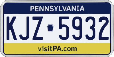 PA license plate KJZ5932