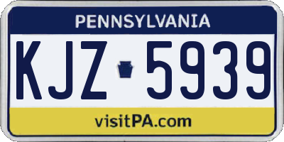PA license plate KJZ5939