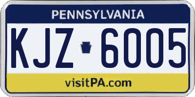 PA license plate KJZ6005