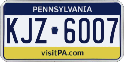 PA license plate KJZ6007