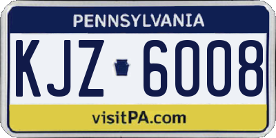 PA license plate KJZ6008