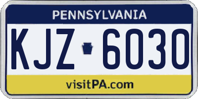 PA license plate KJZ6030