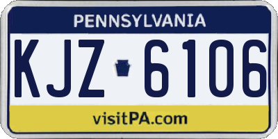 PA license plate KJZ6106