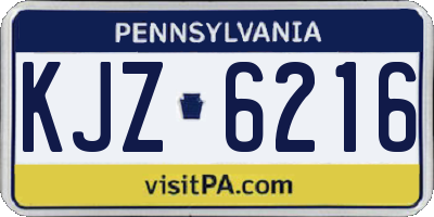 PA license plate KJZ6216