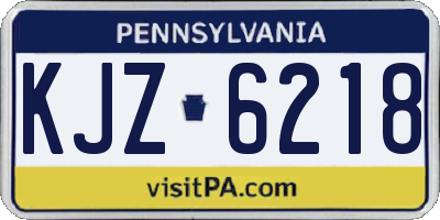PA license plate KJZ6218