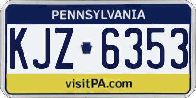PA license plate KJZ6353
