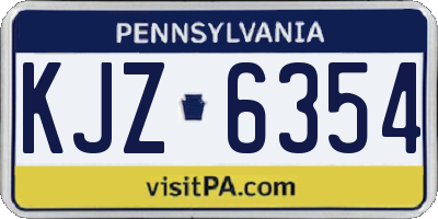 PA license plate KJZ6354