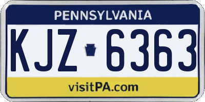 PA license plate KJZ6363