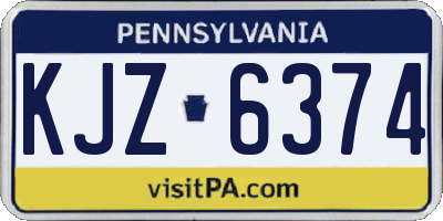 PA license plate KJZ6374