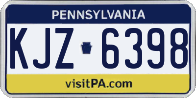 PA license plate KJZ6398