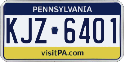 PA license plate KJZ6401