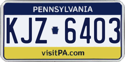 PA license plate KJZ6403