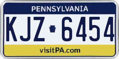 PA license plate KJZ6454